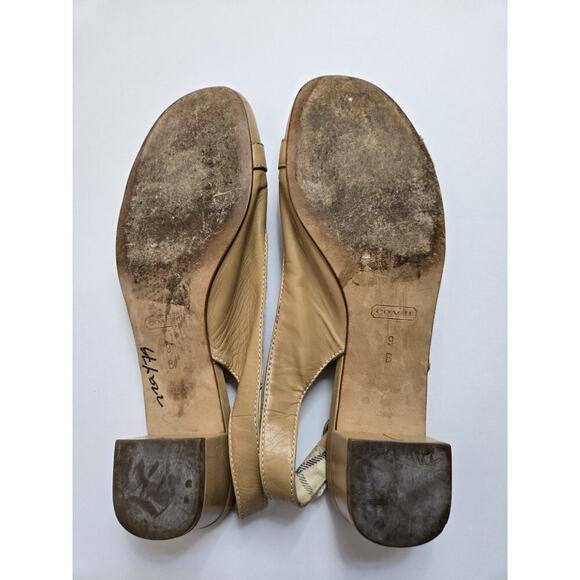 COACH "OCTAVA" TAN LEATHER SLING BACK HEELED SANDAL SIZE 9 B - Picture 7 of 8
